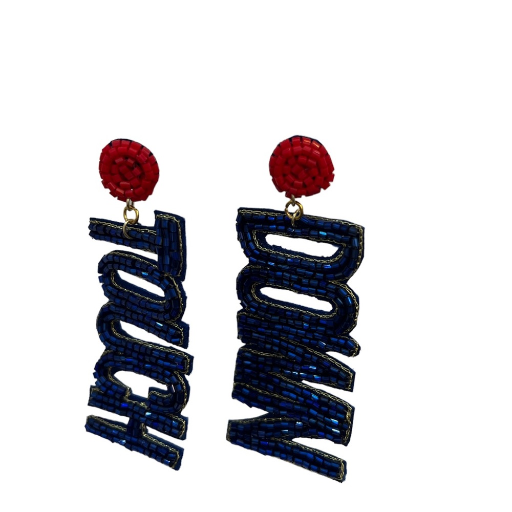 Touchdown! New Football Earrings! Blue and Red! New! - Picture 5 of 6